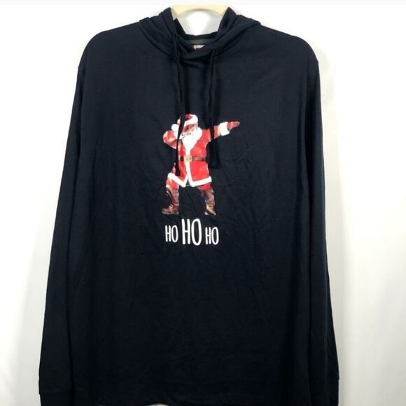 Denim & Flower Ho Ho Ho Dancing Santa Pullover Hoodie - Picture 1 of 4